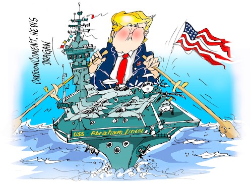 Cartoon: USS Abraham Lincoln (medium) by Dragan tagged uss,abraham,lincoln,eeuu,iran