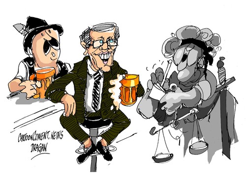 Cartoon: Wulff -La cuenta por favor (medium) by Dragan tagged christian,wilhelm,walter,wulff,republica,federal,de,alemania,oktoberfest,munich,baja,sahonia,politics,cartoon