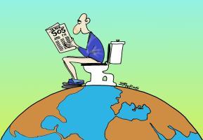 Cartoon: don t give a shit (medium) by johnxag tagged sos,planet,environment,pollution,earth