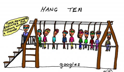 Cartoon: Hang 10 (medium) by Rudd Young tagged ruddyoung,surf,surfing,cartoon,hang,hanging