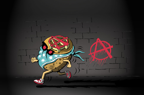 Cartoon: Anarchist Potato... (medium) by berk-olgun tagged anarchist,potato