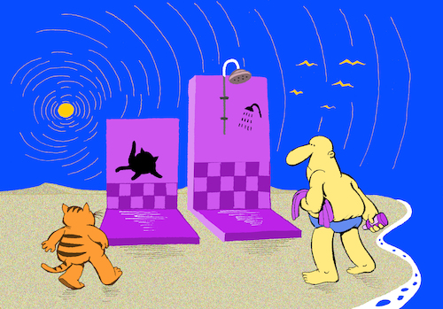 Cartoon: Beach Shower... (medium) by berk-olgun tagged beach,shower