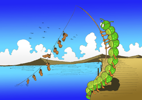 Cartoon: Centipede Fishing... (medium) by berk-olgun tagged centipede,fishing
