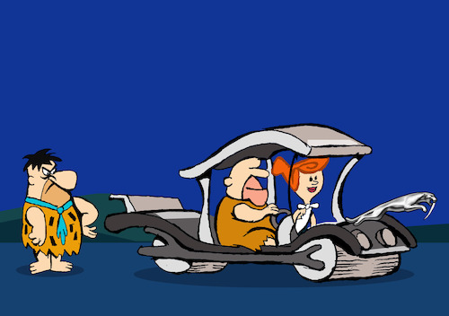 Cartoon: First Porsche... (medium) by berk-olgun tagged flintstones