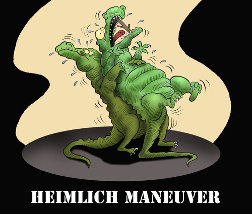 Cartoon: Heimlich Maneuver... (medium) by berk-olgun tagged heimlich,maneuver