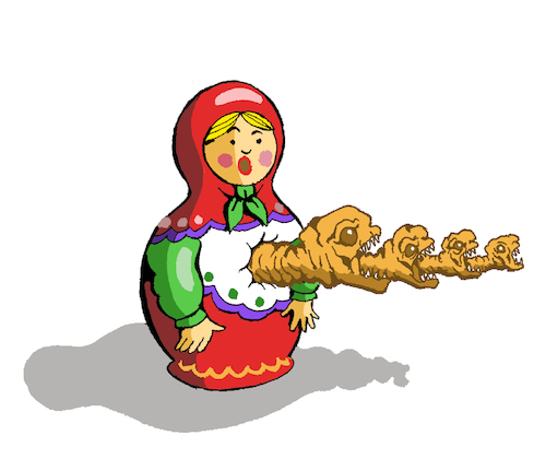 Cartoon: Matryoshka vs Alien (medium) by berk-olgun tagged matryoshka,vs,alien