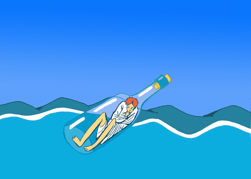 Cartoon: Message in a Bottle... (medium) by berk-olgun tagged message,in,bottle