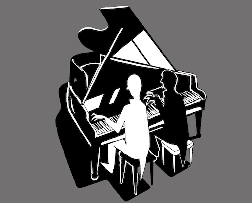 Cartoon: Piano Keys Duet... (medium) by berk-olgun tagged piano,keys,duet