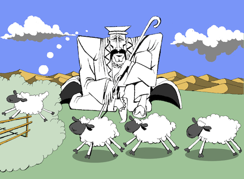 Cartoon: Sleepy Shepherd... (medium) by berk-olgun tagged sleepy,shepherd