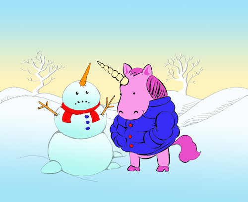Cartoon: Snowunicorn... (medium) by berk-olgun tagged snowunicorn