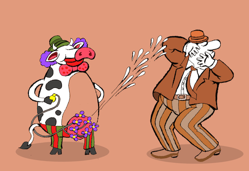 Cartoon: The Clown Cow... (medium) by berk-olgun tagged the,clown,cow