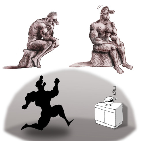 Cartoon: The Thinker... (medium) by berk-olgun tagged the,thinker