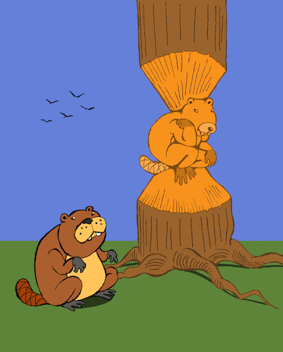 Cartoon: Thinker Beaver... (medium) by berk-olgun tagged thinker,beaver