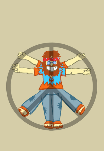 Cartoon: Vitruvian Hippie... (medium) by berk-olgun tagged vitruvian,hippie