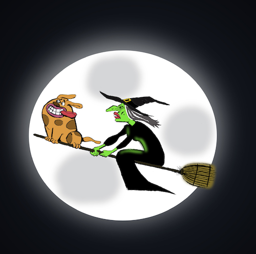 Cartoon: Witch and Dog... (medium) by berk-olgun tagged witch,and,dog