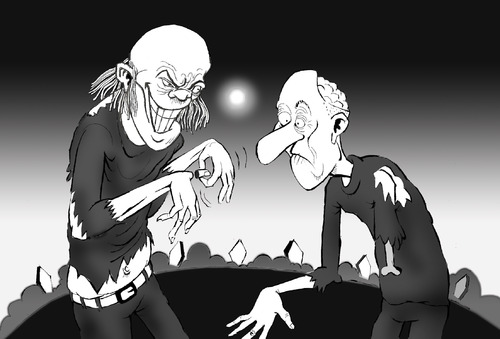 Cartoon: Zombie the Illusionist... (medium) by berk-olgun tagged zombie
