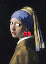 Cartoon: Girl with a Cherry Earring... (small) by berk-olgun tagged girl,with,cherry,earring
