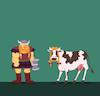 Cartoon: Viking vs Cow... (small) by berk-olgun tagged viking