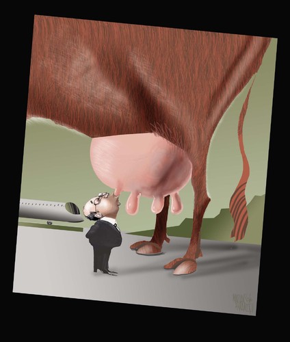 Cartoon: NATIONAL COW AND VEAL (medium) by Marian Avramescu tagged mmmmmmmmmmmmm