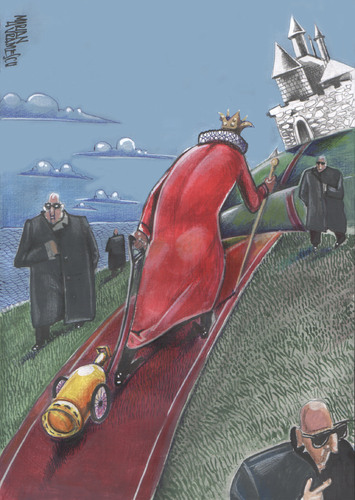 Cartoon: red king and yellow (medium) by Marian Avramescu tagged mmmmmmmmmmmmm