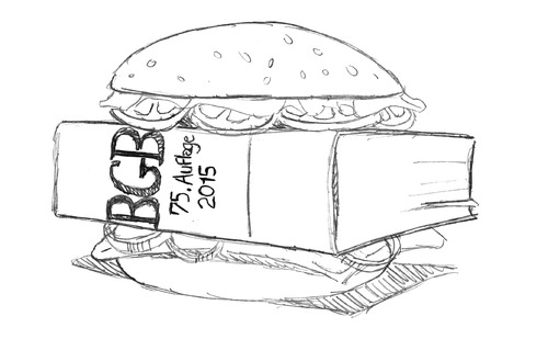 Cartoon: Das burgerliche Gesetzbuch (medium) by Glenn M Bülow tagged burger,bgb,hamburger,fastfood