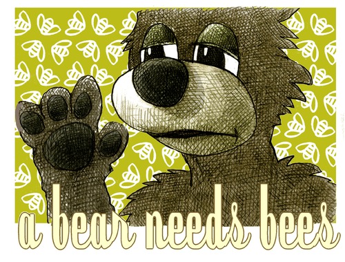 Cartoon: a bear needs bees (medium) by jenapaul tagged bear,animals,bees,humor,nature,umwelt