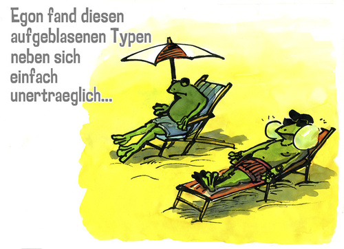 Cartoon: Am Strand (medium) by jenapaul tagged frosch,frösche,strand,humor,angeber