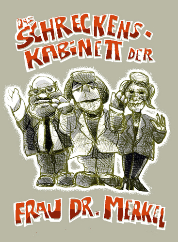 Cartoon: das schreckenskabinett (medium) by jenapaul tagged humor,halloween,merkel,deutschland,politik