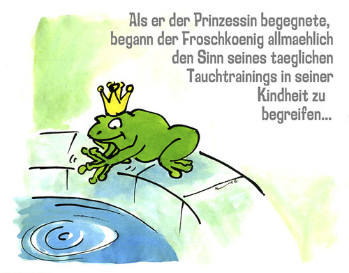 Cartoon: frosch könig (medium) by jenapaul tagged frosch,könig,märchen,humor