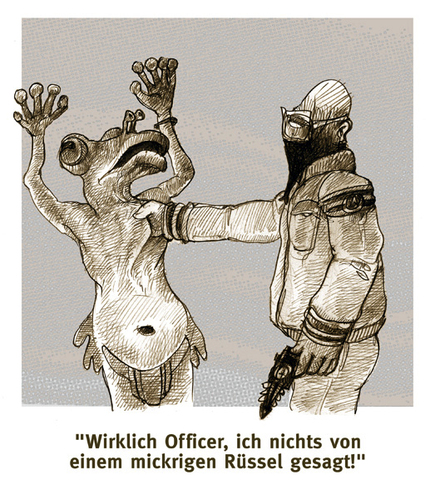 Cartoon: kleiner Rüssel (medium) by jenapaul tagged aliens,science,fiction,humor