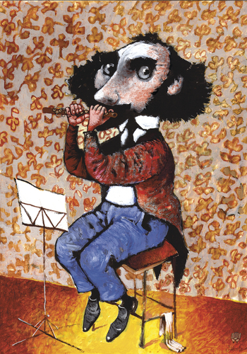 Cartoon: Flute (medium) by Wiejacki tagged music,orchestra,flute