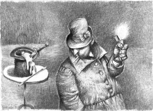 Cartoon: Murder in magician house (medium) by Wiejacki tagged circus,magic,killing,murder,animal,man