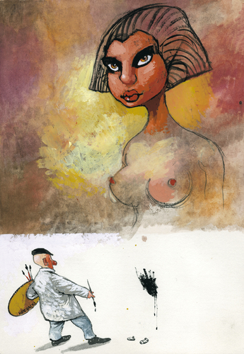 Cartoon: painter (medium) by Wiejacki tagged woman,beauty,fashion,health,art,painting,model,nude