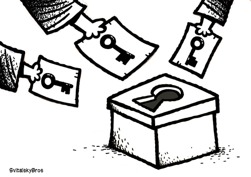 Cartoon: Vote is key to elections (medium) by svitalsky tagged democracy,election,egypt,arab,spring,vote,voting,tunis,people,islam,money,army,fight,future,cartoon,svitalsky,svitalskybros,freedom,freiheit,demokratie,wahl,araber,illustration,color,key,schlussel,demokratie,wahlen,wahl