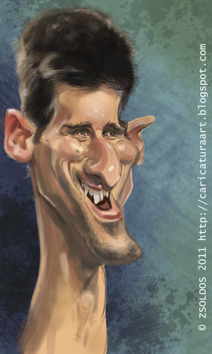 Cartoon: Novak Djokovic (medium) by zsoldos tagged tennis,famous,people,ball