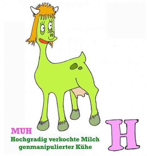 Cartoon: H-Milch von gesunden Kühen (medium) by Nk tagged kuh,cow,milk,milch,gen,gene