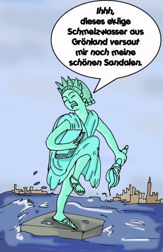 Cartoon: Wenn der Meeresspiegel steigt (medium) by Nk tagged water,wasser,freiheitsstatur,statue,of,liberty,amerika,klima,hochwasser
