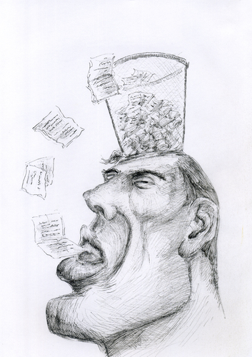 Cartoon: recycled thoughts (medium) by Shareni tagged speech,fraud,demagogy