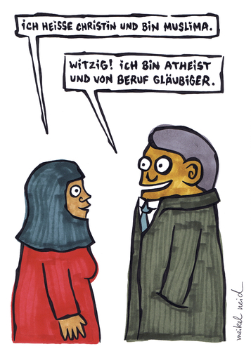 Cartoon: Christin (medium) by meikel neid tagged christentum,islam,atheismus,glaube,gott,religion