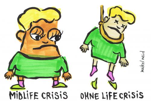 Cartoon: mid und ohne (medium) by meikel neid tagged wortspiel,midlife,crisis,tod,tot,suizid,selbstmord,ableben,pantoffel,schifo
