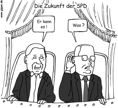 Cartoon: Die Zukunft der SPD (medium) by TDT tagged finanzminister,alt,generationswechsel,rentner,show,muppet,steinbrück,peer,schmidt,helmut,spd,kanzlerfrage,kandidat,kanzler