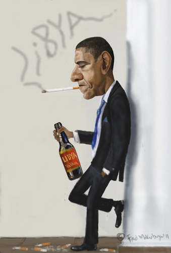 Cartoon: Barack Obama (medium) by Fred Makubuya tagged obama,libya,north,africa,war,politics