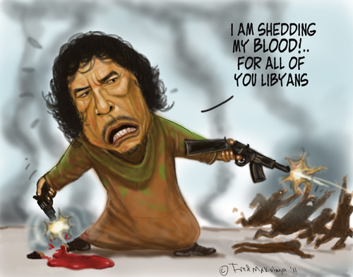 Cartoon: DICTATORS GONE CRAZY 1 (medium) by Fred Makubuya tagged gadaffi,libya,arab,leaders,north,africa,war