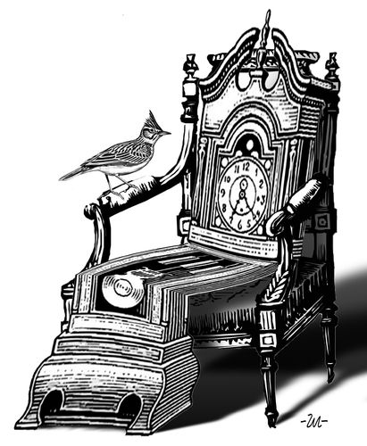 Cartoon: Armchair (medium) by zu tagged armchair,drandfather,clock,cuckoo