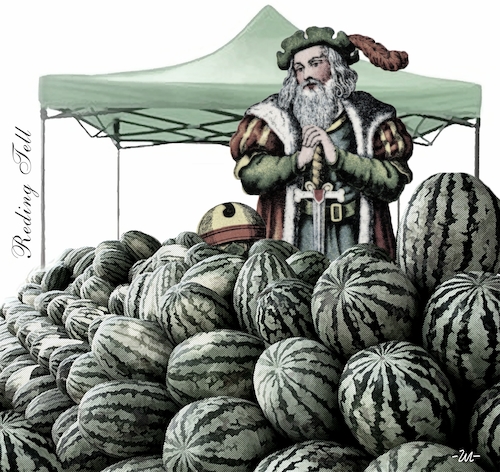 Cartoon: Bells under (medium) by zu tagged card,watermelon