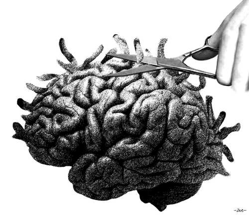 Cartoon: Brain-cutting (medium) by zu tagged brain,hair,cutting