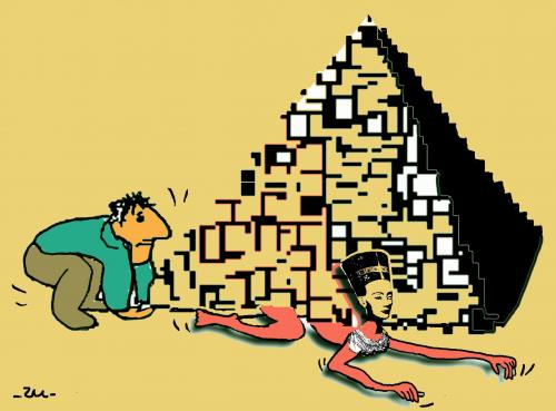 Cartoon: Nofretete (medium) by zu tagged pyramid,nofretete