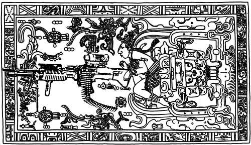Cartoon: Pelanque (medium) by zu tagged gunner,astronaut,palenque,maya