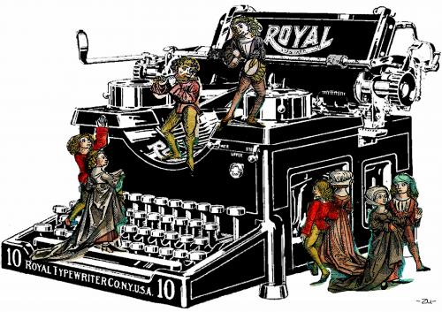 Cartoon: renaissance (medium) by zu tagged typewriter,renaissance