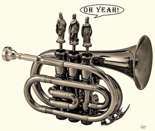 Cartoon: When the Saints... (medium) by zu tagged jazz,saints,trompet,satchmo,armstrong
